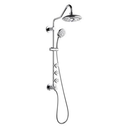 Forno Acqua AcquaSPA Retrofit Shower, Overhead Rainfall, 8 Inch Shower Head, Handheld Shower Head, Body Jets, 6 Way Diverter, Polished Stainless Steel Finish, 1.8 GPM Flow Rate