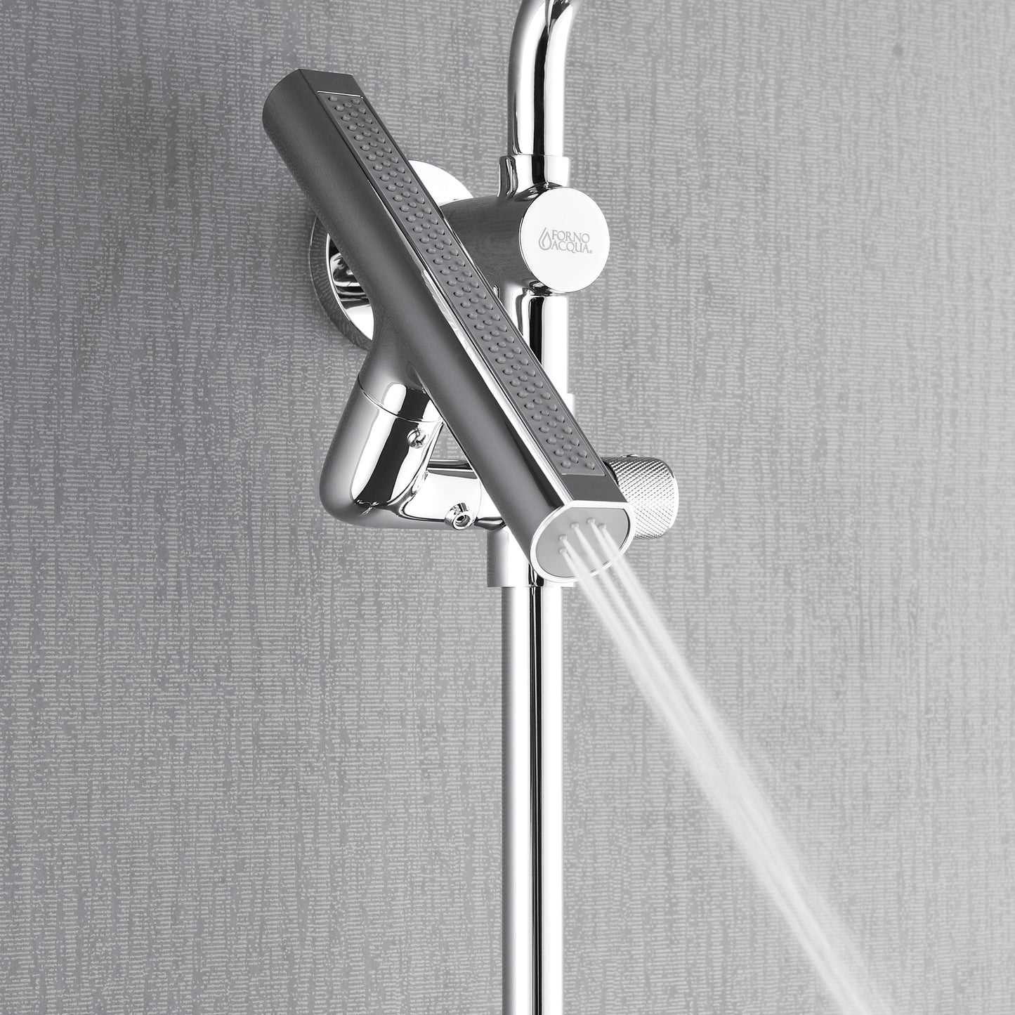 Forno Acqua AcquaFALL Shower, Polished Stainless Steel Finish, Overhead Rainfall Shower, Handheld Shower Head, Body Jets, 1.8 GPM Flow Rate