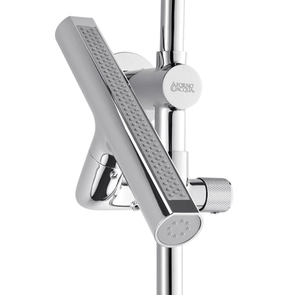 Forno Acqua AcquaFALL Shower, Polished Stainless Steel Finish, Overhead Rainfall Shower, Handheld Shower Head, Body Jets, 1.8 GPM Flow Rate