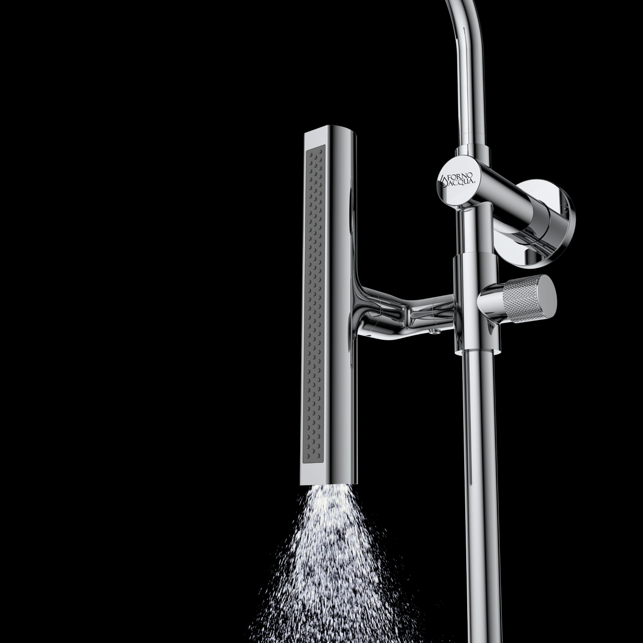 Forno Acqua AcquaFALL Shower, Polished Stainless Steel Finish, Overhead Rainfall Shower, 7 Way Diverter, Handheld Shower Head, Body Jets, 1.8 GPM Flow Rate