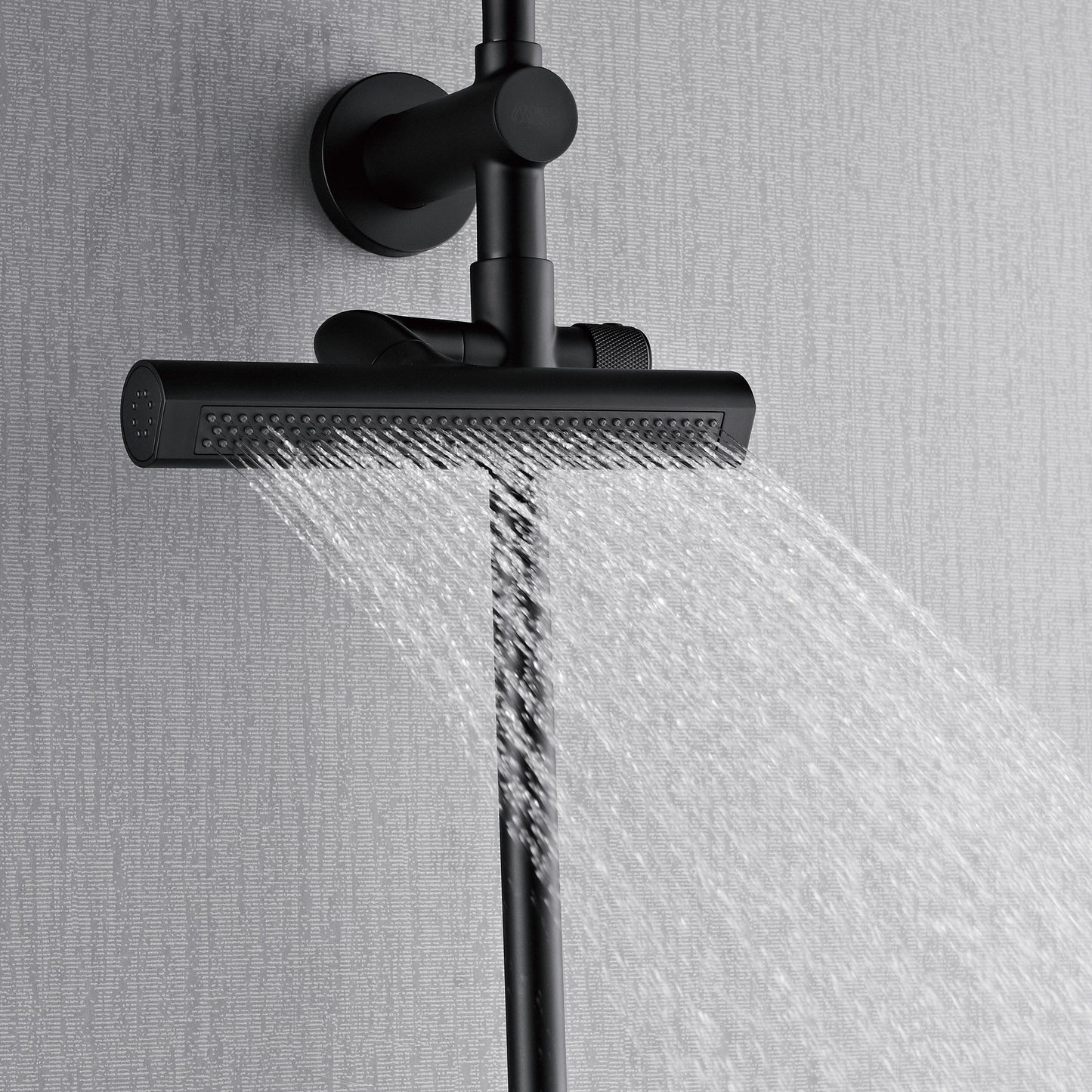 Forno Acqua AcquaFALL Shower, Matte Black Finish, Overhead Rainfall Shower, 7 Way Diverter, Handheld Shower Head, Body Jets, 1.8 GPM Flow Rate