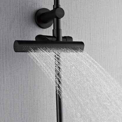 Forno Acqua AcquaFALL Shower, Matte Black Finish, Overhead Rainfall Shower, 7 Way Diverter, Handheld Shower Head, Body Jets, 1.8 GPM Flow Rate