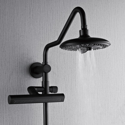 Forno Acqua AcquaFALL Shower, Matte Black Finish, Overhead Rainfall Shower, 7 Way Diverter, Handheld Shower Head, Body Jets, 2.5 GPM Flow Rate