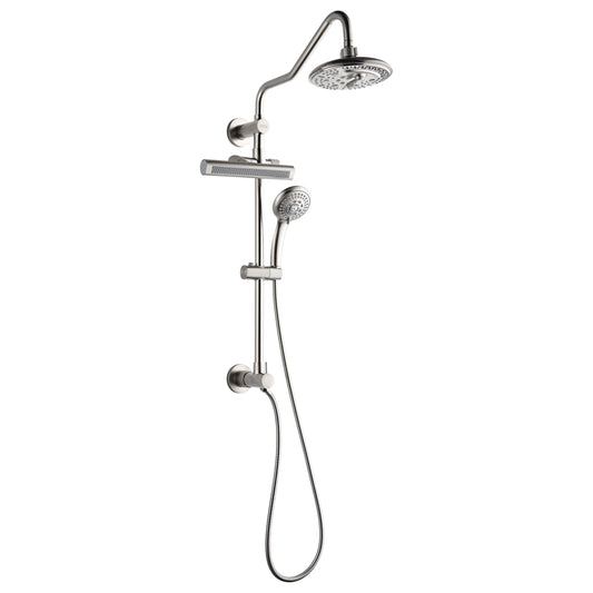 Forno Acqua AcquaFALL Shower, Brushed Nickel Finish, Overhead Rainfall Shower, 7 Way Diverter, Handheld Shower Head, Body Jets, 1.8 GPM Flow Rate