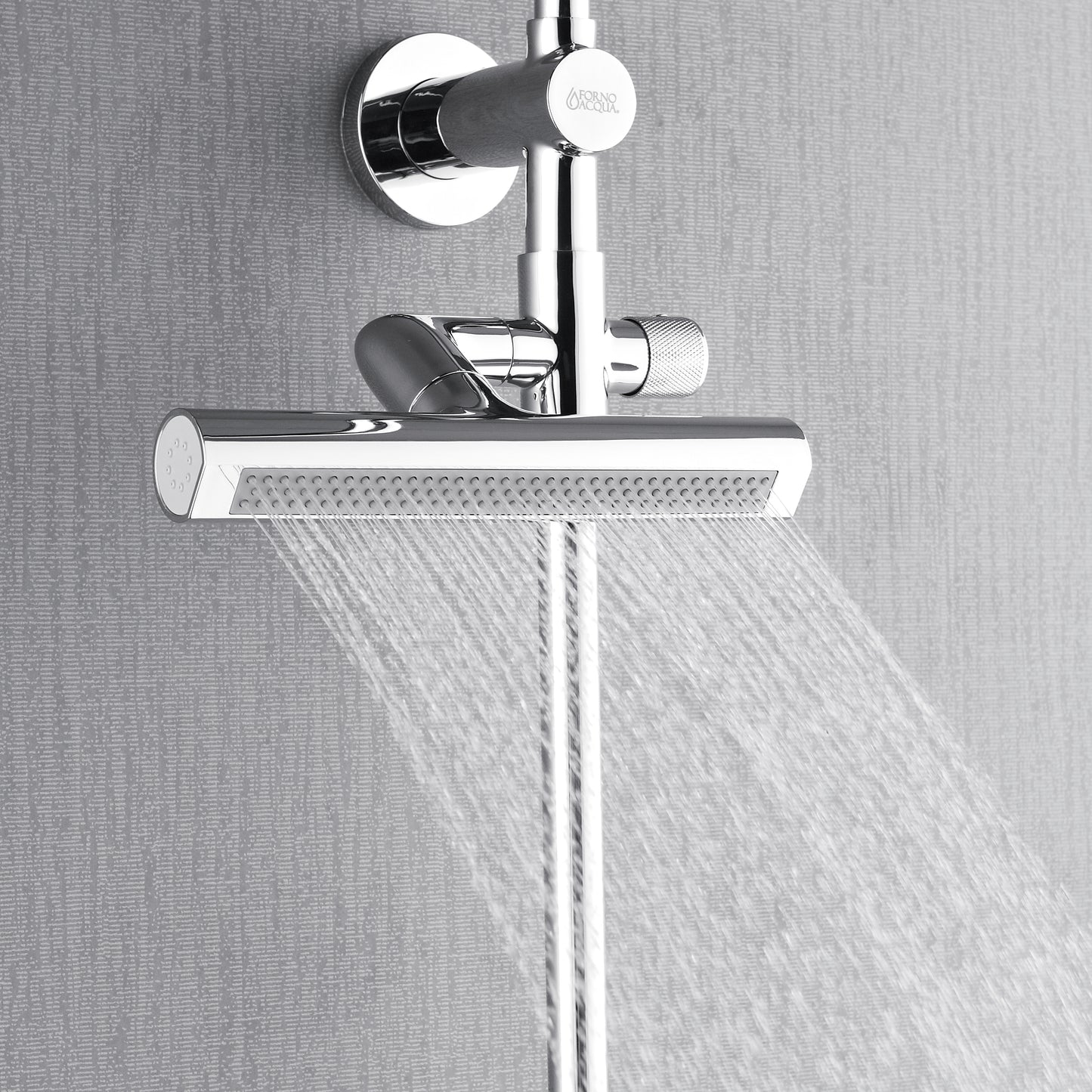 Forno Acqua AcquaFALL Shower, Polished Stainless Steel Finish, Overhead Rainfall Shower, 7 Way Diverter, Handheld Shower Head, Body Jets, 1.8 GPM Flow Rate