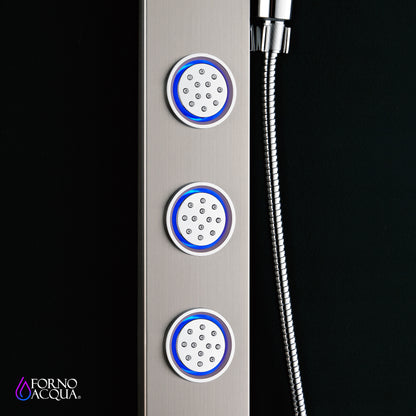 Forno Acqua AcquaSPA Shower Panel with SensoTemp, Stainless Steel, Overhead Rainfall Shower, Handheld Shower Head, Body Jets, 1.8 GPM Flow Rate