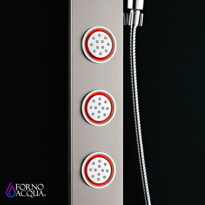 Forno Acqua AcquaSPA Shower Panel with SensoTemp, Stainless Steel, Overhead Rainfall Shower, Handheld Shower Head, Body Jets, 1.8 GPM Flow Rate
