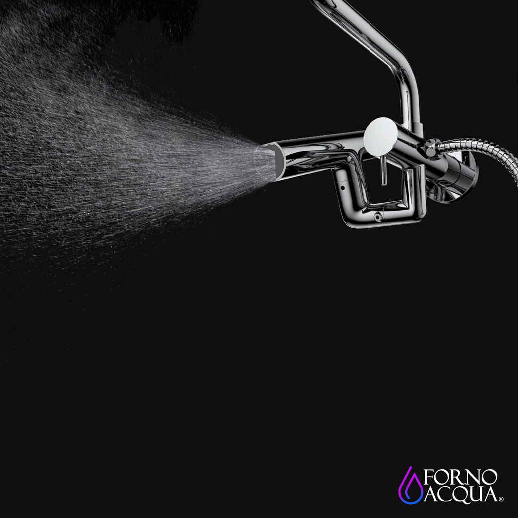 Forno Acqua AcquaFALL Mini Shower Head, Brushed Nickel Finish, Overhead Rainfall Shower, 7 Way Diverter, Handheld Shower Head, Body Jets, 1.8 GPM Flow Rate