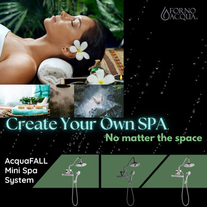 Forno Acqua AcquaFALL Mini 8 Inch Shower Head, Polished Stainless Steel Finish, Overhead Rainfall Shower, Handheld Shower Head, Body Jets, 1.8 GPM Flow Rate