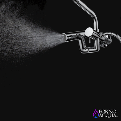 Forno Acqua AcquaFALL Mini 8 Inch Shower Head, Polished Stainless Steel Finish, Overhead Rainfall Shower, Handheld Shower Head, Body Jets, 1.8 GPM Flow Rate