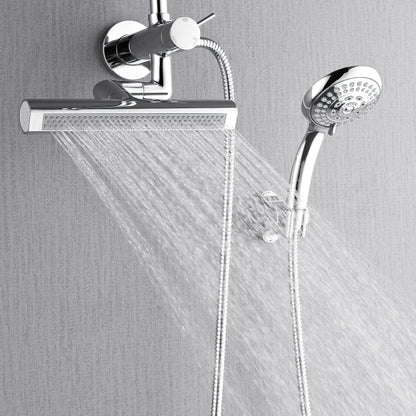 Forno Acqua AcquaFALL Mini 8 Inch Shower Head, Polished Stainless Steel Finish, Overhead Rainfall Shower, Handheld Shower Head, Body Jets, 2.5 GPM Flow Rate