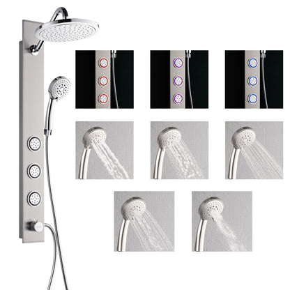 Forno Acqua AcquaSpa Shower Panel with SensoTemp, Stainless Steel, Overhead Rainfall Shower, Handheld Shower Head, Body Jets, 2.5 GPM Flow Rate