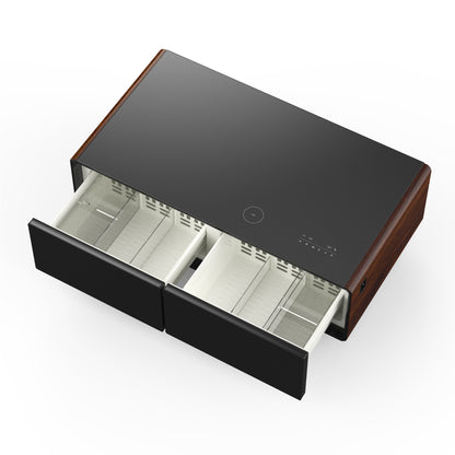 Table basse intelligente Forno Evoluto Tavolo de 51 pouces avec côtés en bois – Deux zones de refroidissement, station de charge sans fil et haut-parleurs Bluetooth intégrés