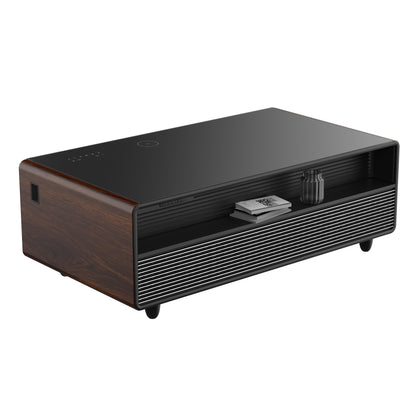 Table basse intelligente Forno Evoluto Tavolo de 51 pouces avec côtés en bois – Deux zones de refroidissement, station de charge sans fil et haut-parleurs Bluetooth intégrés