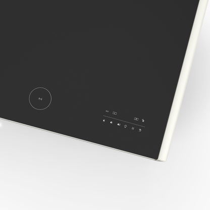 Table basse intelligente blanche Forno Evoluto Tavolo de 51 pouces – Deux tiroirs réfrigérés, audio Bluetooth 5.0, chargement sans fil et éclairage d'ambiance RVB