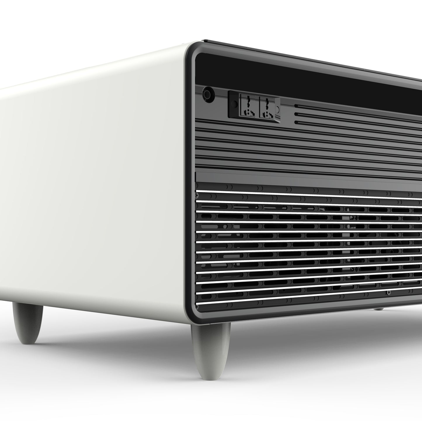 Table basse intelligente blanche Forno Evoluto Tavolo de 51 pouces – Deux tiroirs réfrigérés, audio Bluetooth 5.0, chargement sans fil et éclairage d'ambiance RVB