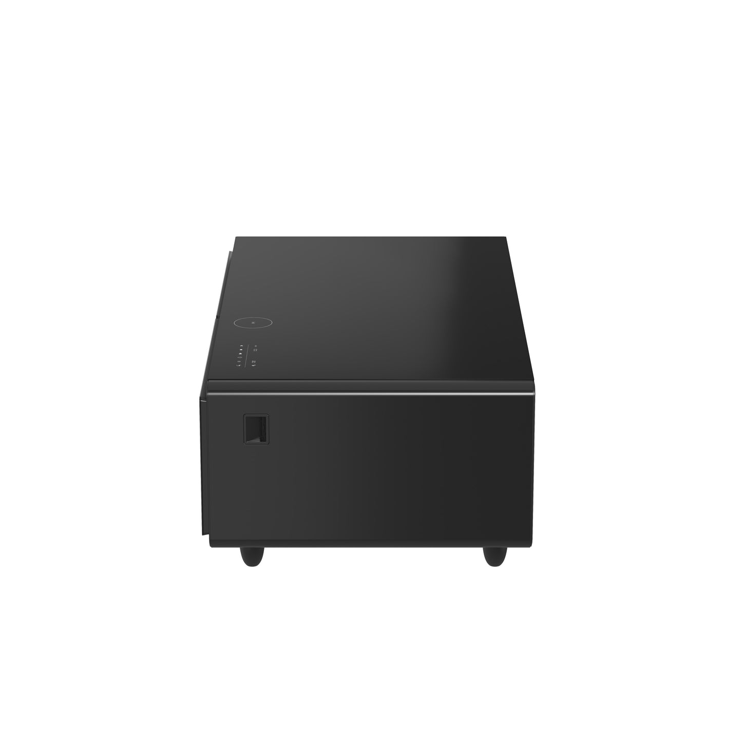 Table basse intelligente noire Forno Evoluto Tavolo de 51 pouces – Deux tiroirs réfrigérés, audio Bluetooth 5.0, chargement sans fil et éclairage d'ambiance RVB