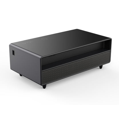 Table basse intelligente noire Forno Evoluto Tavolo de 51 pouces – Deux tiroirs réfrigérés, audio Bluetooth 5.0, chargement sans fil et éclairage d'ambiance RVB