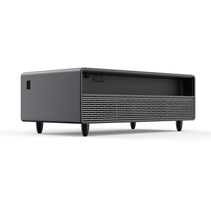 Table basse intelligente noire Forno Evoluto Tavolo de 51 pouces – Deux tiroirs réfrigérés, audio Bluetooth 5.0, chargement sans fil et éclairage d'ambiance RVB