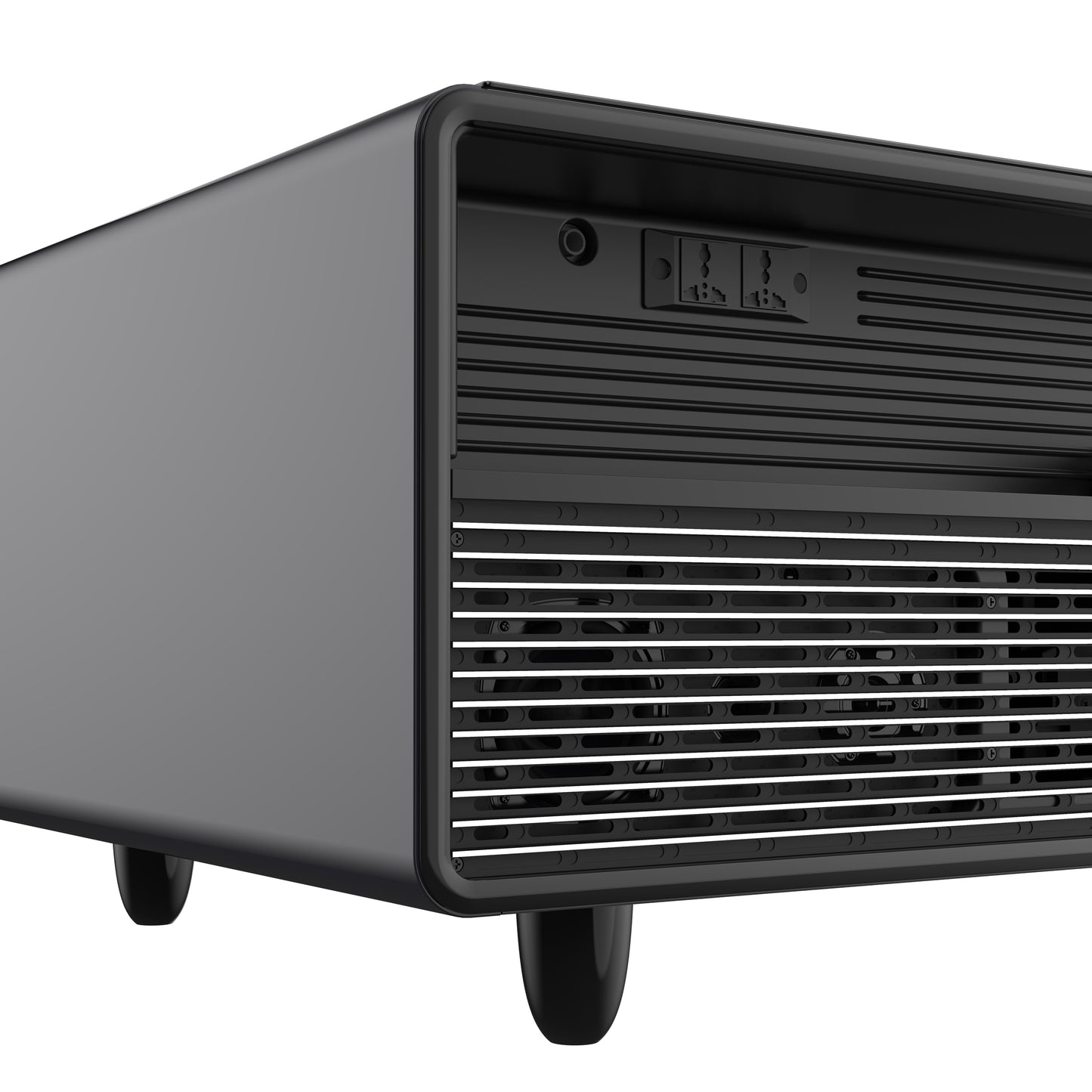 Table basse intelligente noire Forno Evoluto Tavolo de 51 pouces – Deux tiroirs réfrigérés, audio Bluetooth 5.0, chargement sans fil et éclairage d'ambiance RVB