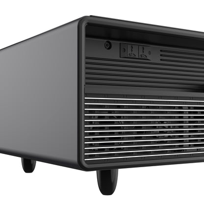 Table basse intelligente noire Forno Evoluto Tavolo de 51 pouces – Deux tiroirs réfrigérés, audio Bluetooth 5.0, chargement sans fil et éclairage d'ambiance RVB