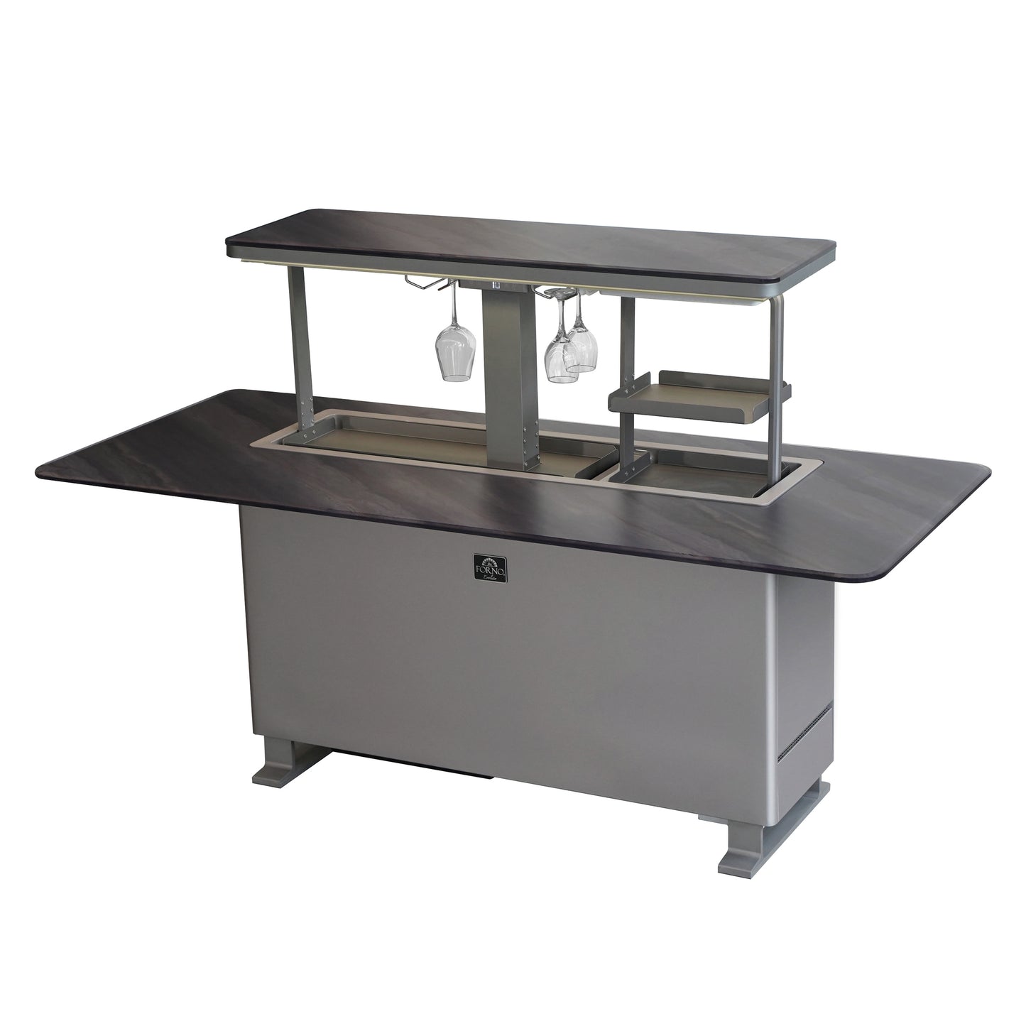 Elevato Smart Bar Table, Midnight Marble, 5.3 cu.ft fridge and freezer with Bluetooth control - Forno Appliances