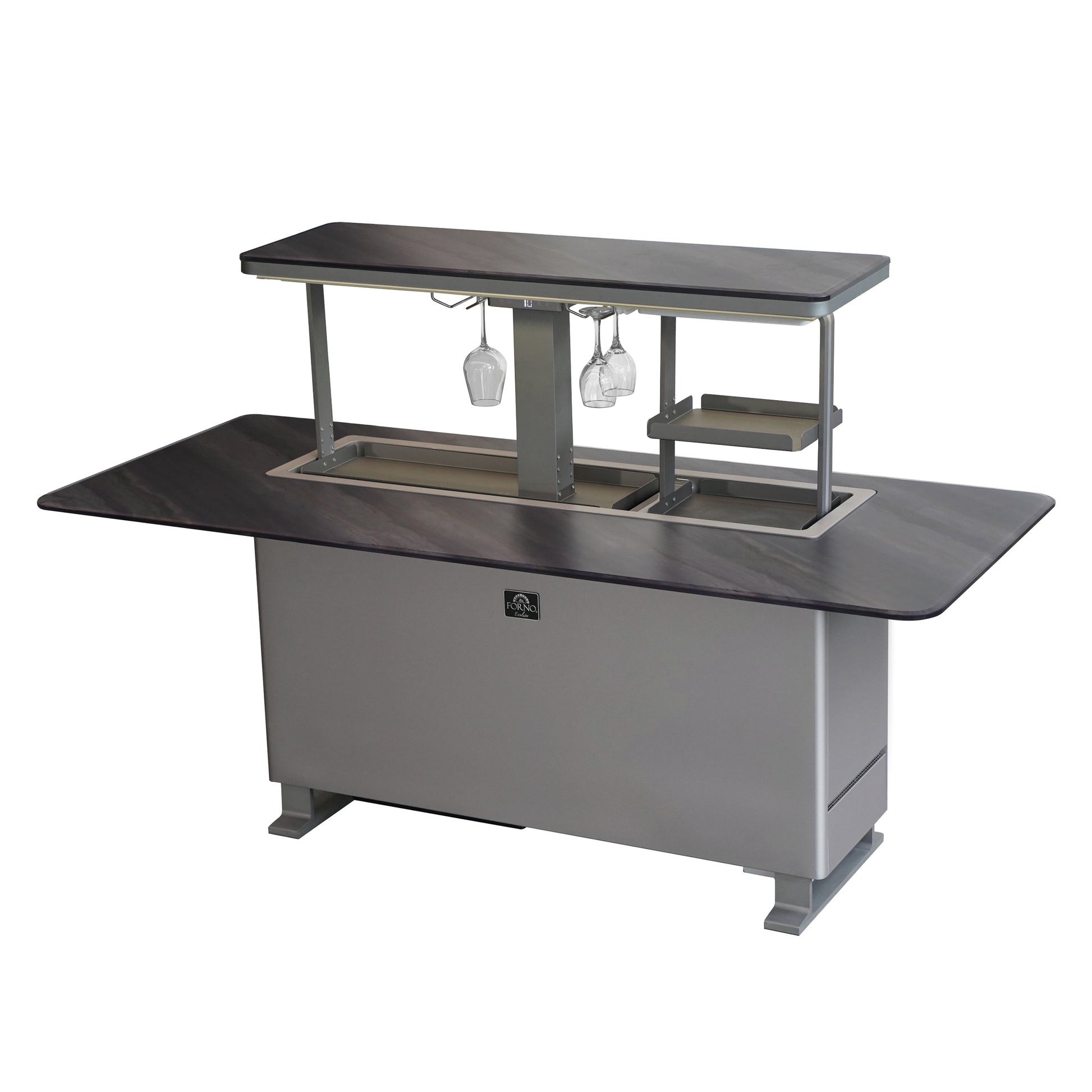 Elevato Smart Bar Table, Midnight Marble, 5.3 cu.ft fridge and freezer with Bluetooth control - Forno Appliances