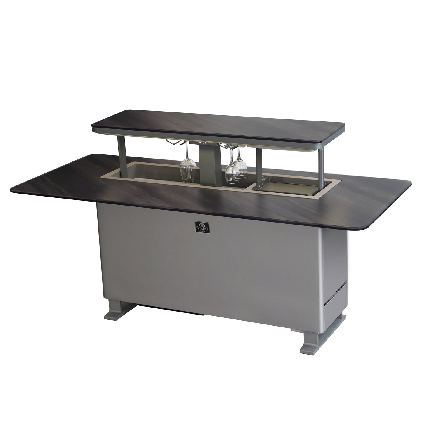 Elevato Smart Bar Table, Midnight Marble, 5.3 cu.ft fridge and freezer with Bluetooth control - Forno Appliances