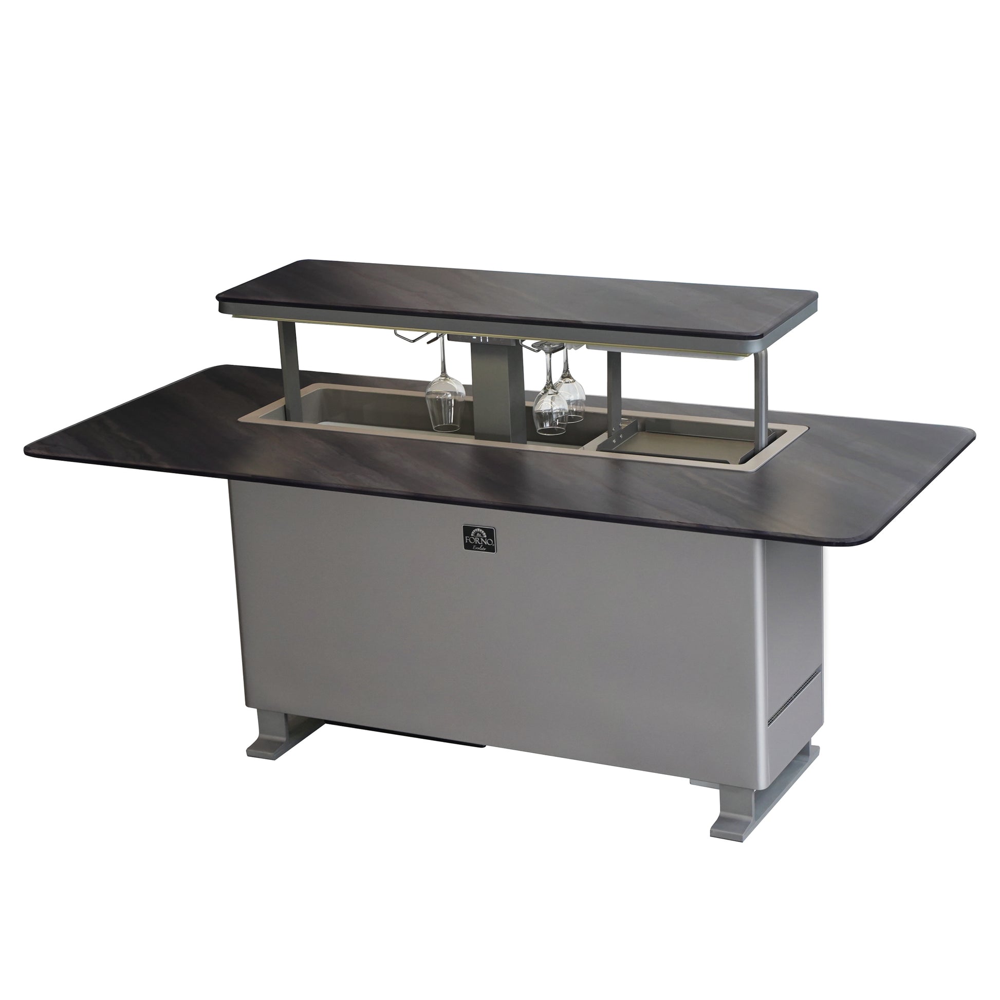 Elevato Smart Bar Table, Midnight Marble, 5.3 cu.ft fridge and freezer with Bluetooth control - Forno Appliances