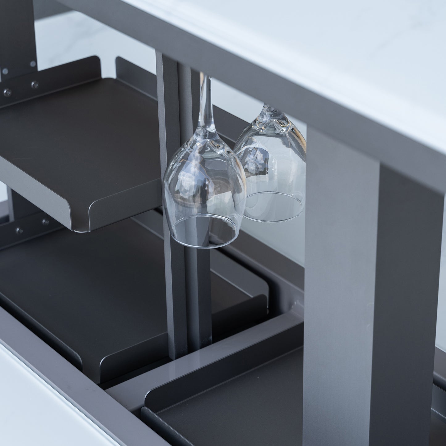 Elevato Smart Bar Table in White, 5.3 cu.ft fridge and freezer with Bluetooth control
