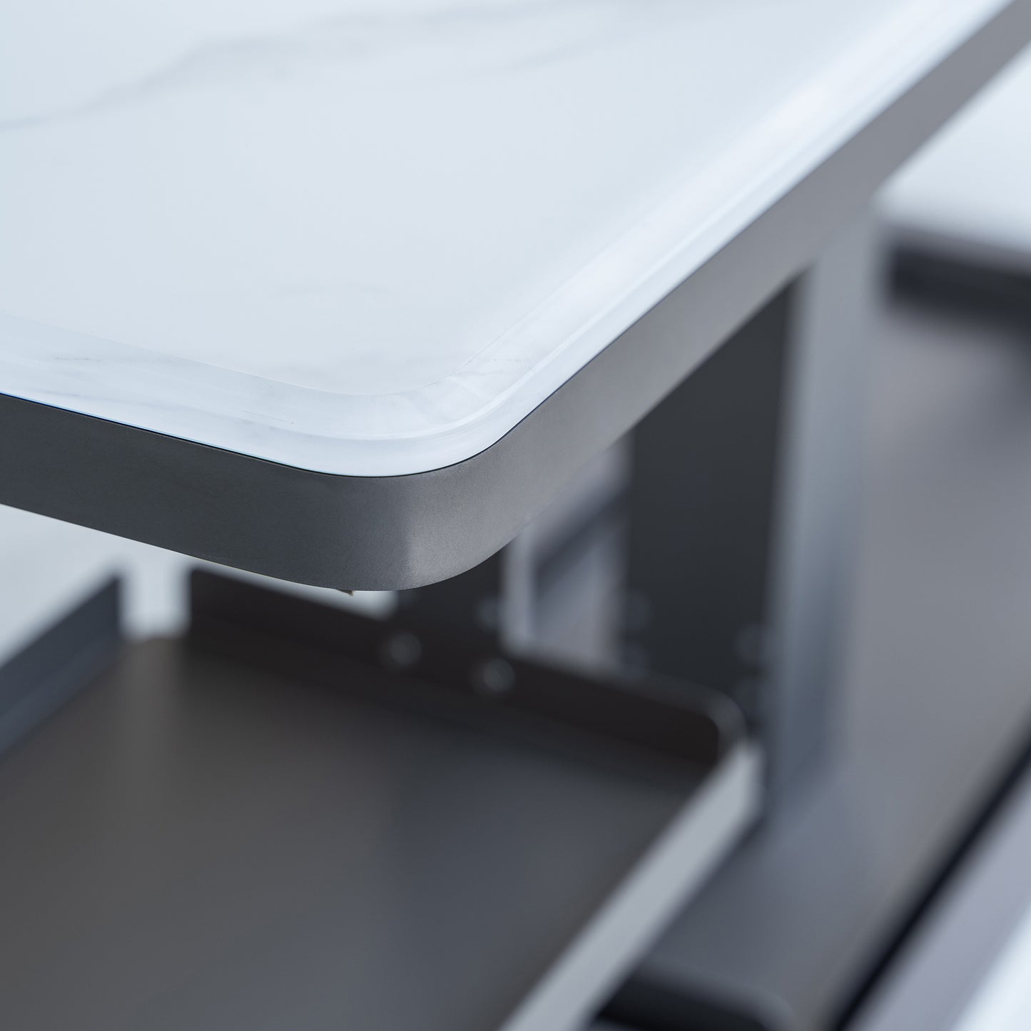 Elevato Smart Bar Table in White, 5.3 cu.ft fridge and freezer with Bluetooth control