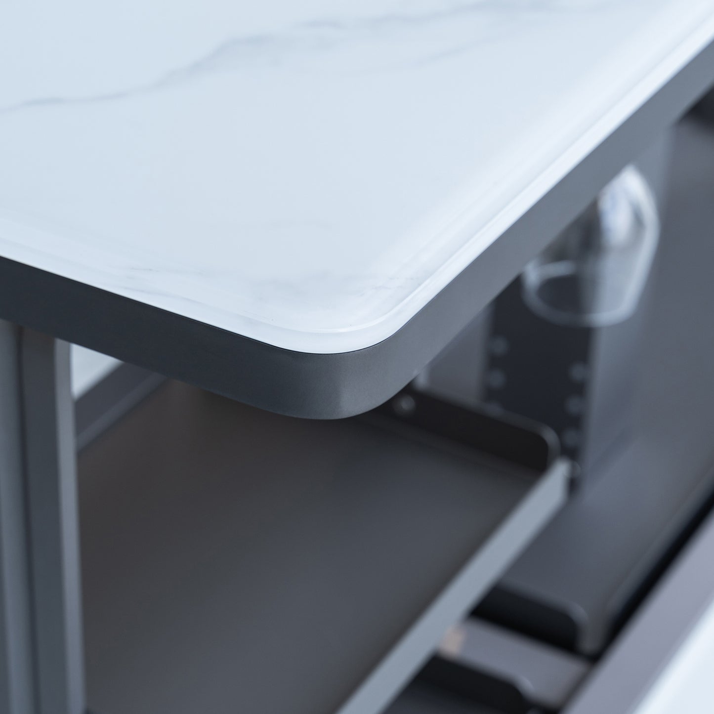 Elevato Smart Bar Table in White, 5.3 cu.ft fridge and freezer with Bluetooth control