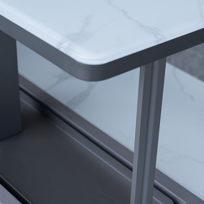 Elevato Smart Bar Table in White, 5.3 cu.ft fridge and freezer with Bluetooth control