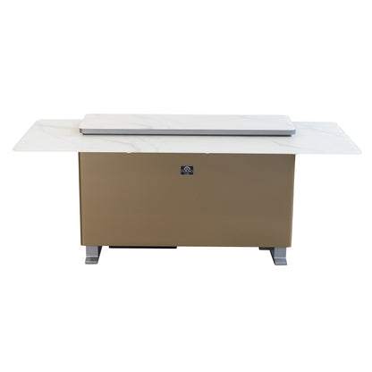 Elevato Smart Bar Table in White, 5.3 cu.ft fridge and freezer with Bluetooth control