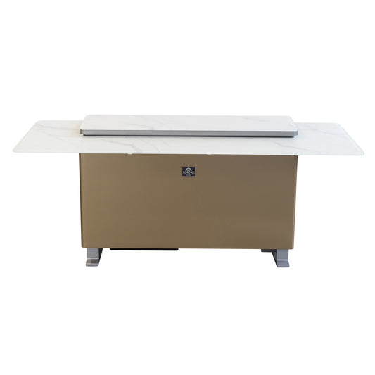 Elevato Smart Bar Table in White, 5.3 cu.ft fridge and freezer with Bluetooth control