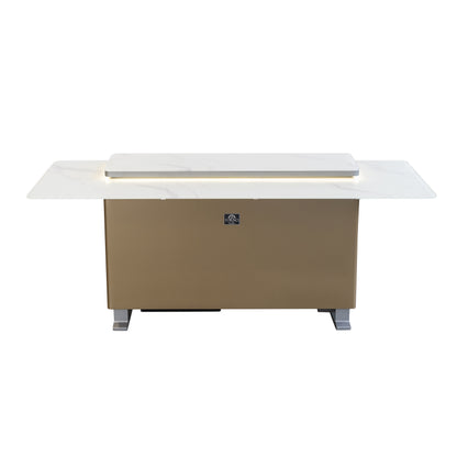 Elevato Smart Bar Table in White, 5.3 cu.ft fridge and freezer with Bluetooth control
