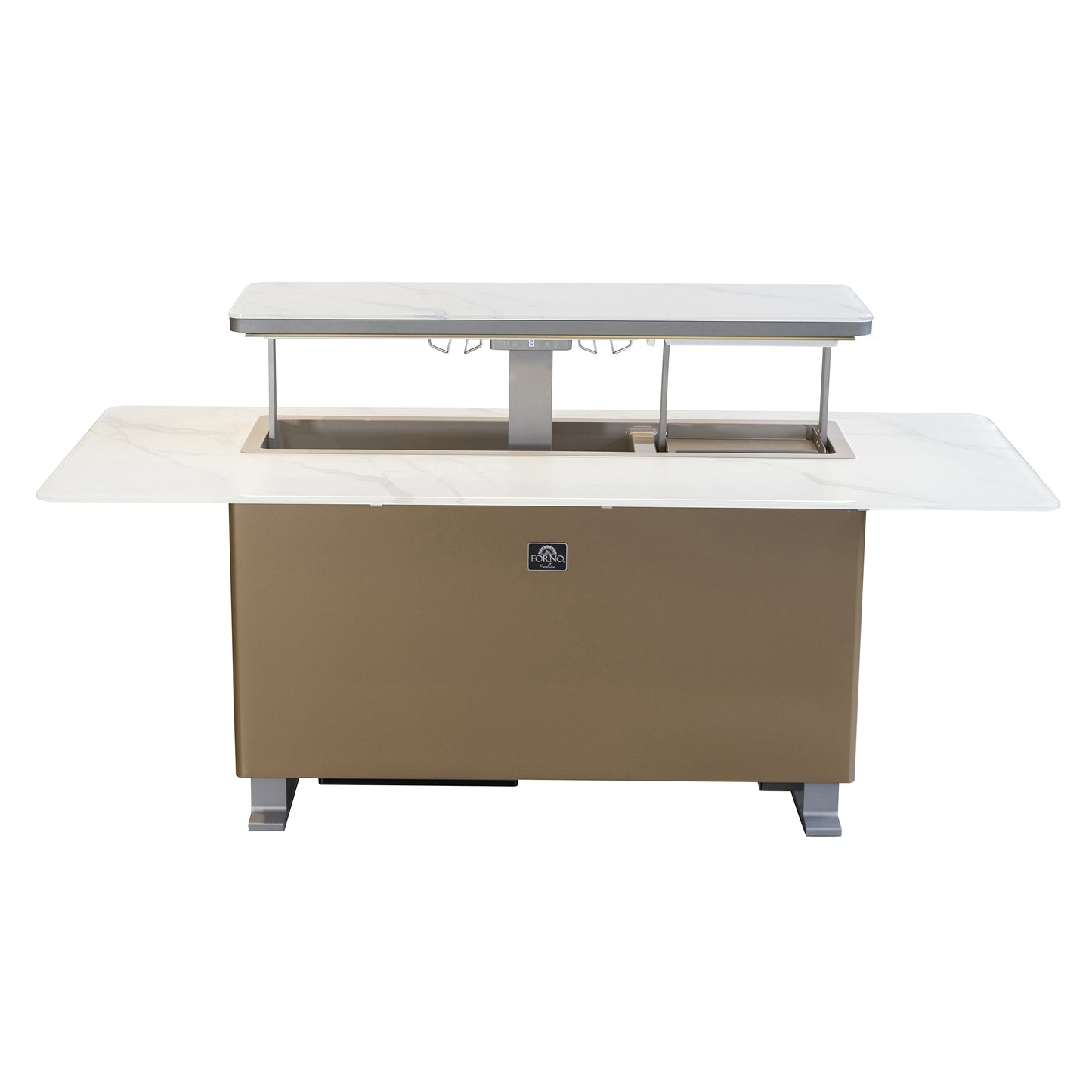 Elevato Smart Bar Table in White, 5.3 cu.ft fridge and freezer with Bluetooth control