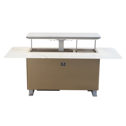 Elevato Smart Bar Table in White, 5.3 cu.ft fridge and freezer with Bluetooth control