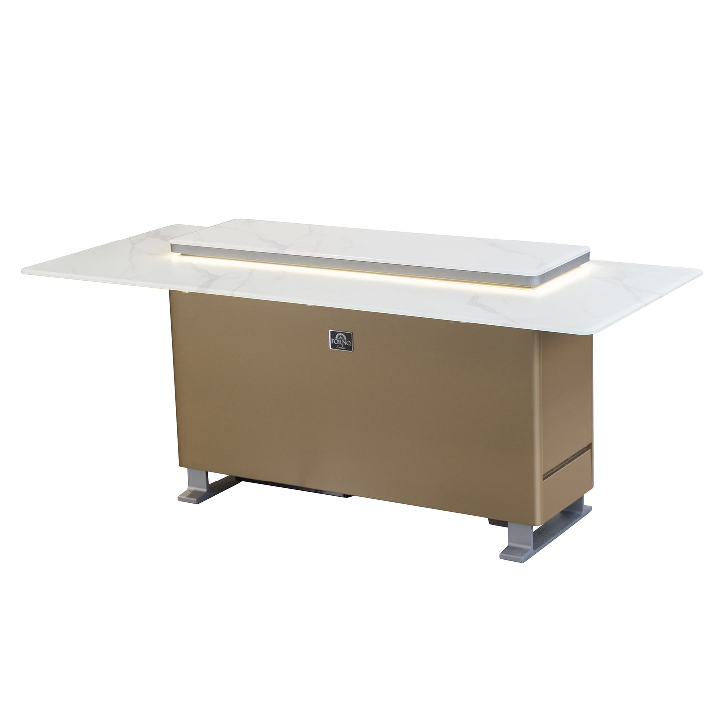 Elevato Smart Bar Table in White, 5.3 cu.ft fridge and freezer with Bluetooth control