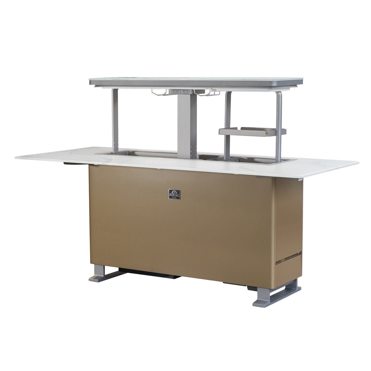 Elevato Smart Bar Table in White, 5.3 cu.ft fridge and freezer with Bluetooth control