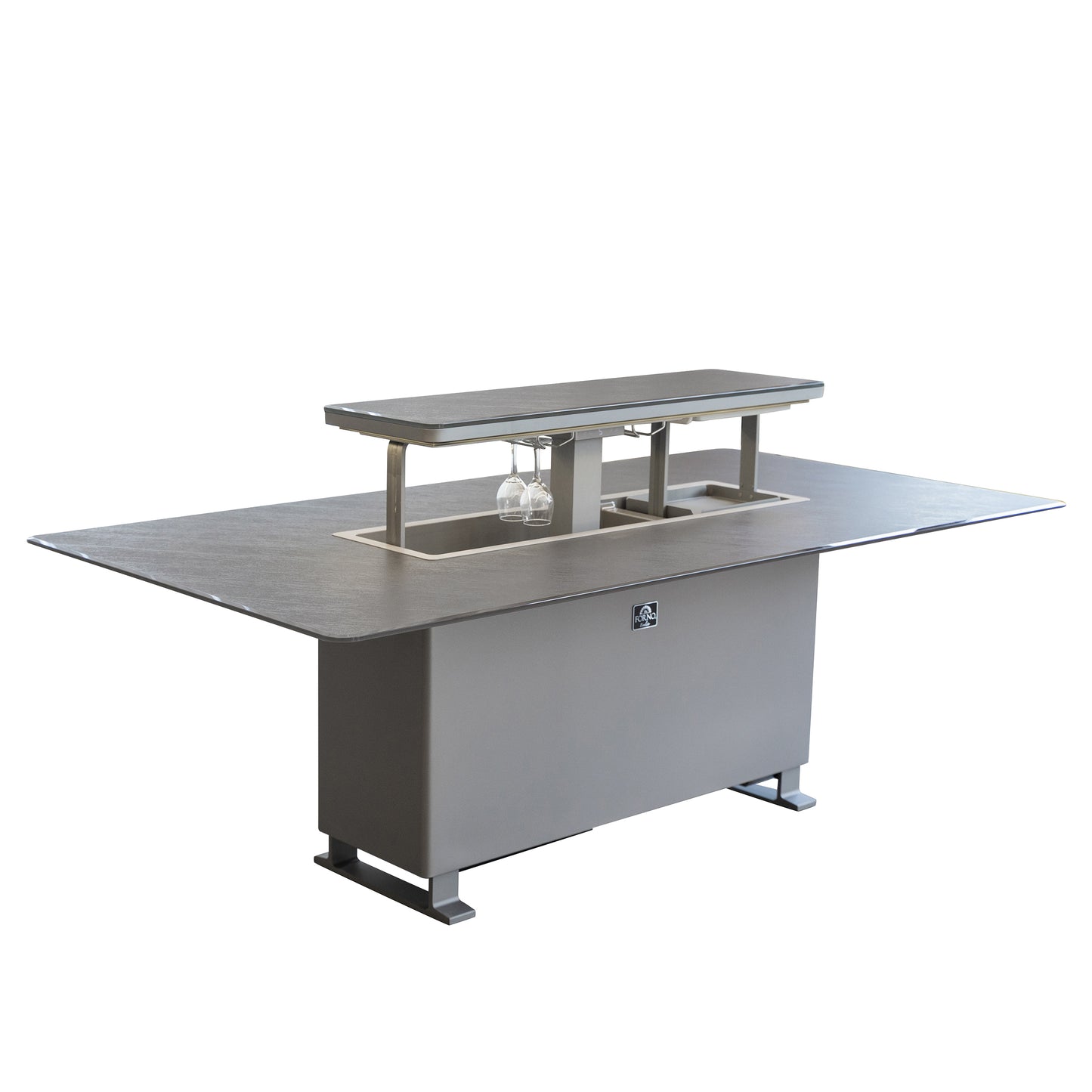 Cinetico Smart Dining Table, Sandstone Black, 5.3 cu.ft fridge and freezer with Bluetooth control