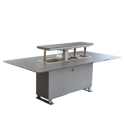 Cinetico Smart Dining Table, Sandstone Black, 5.3 cu.ft fridge and freezer with Bluetooth control