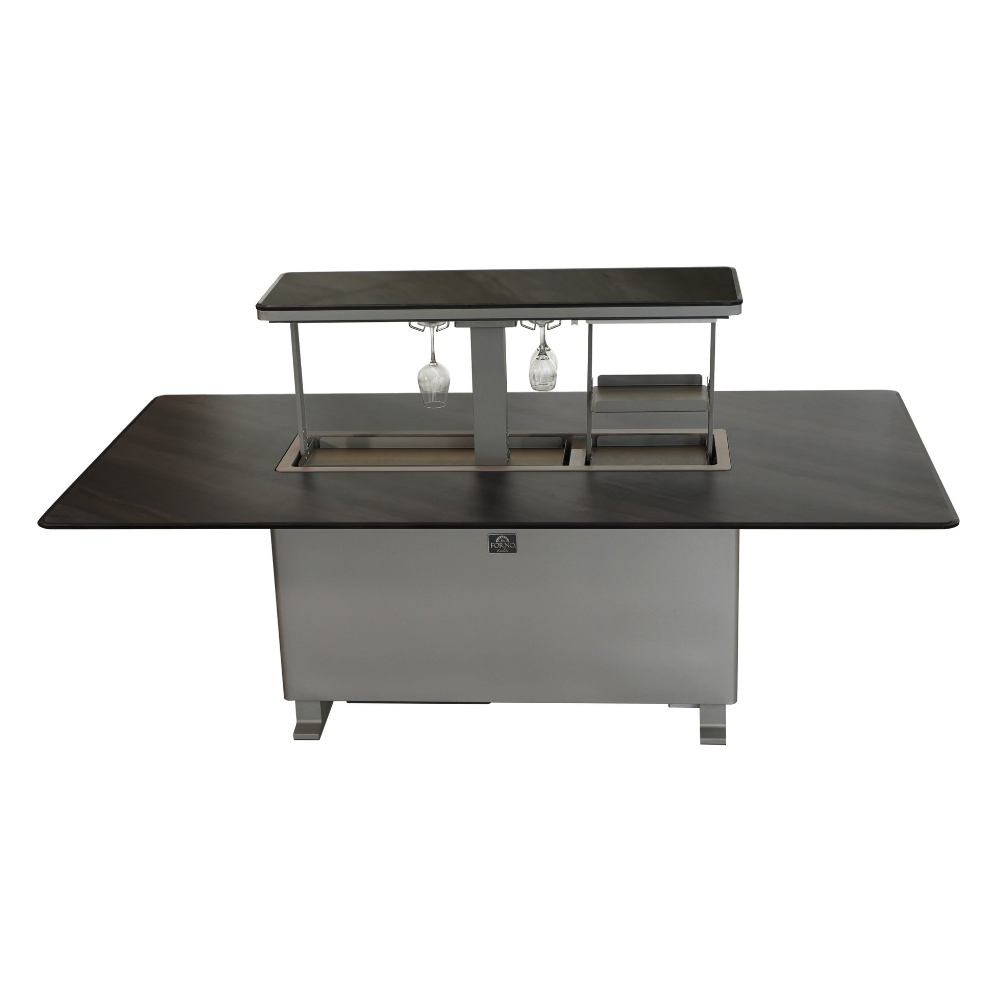 Cinetico Smart Dining Table, Midnight Marble, 5.3 cu.ft fridge and freezer with Bluetooth control - Forno Appliances