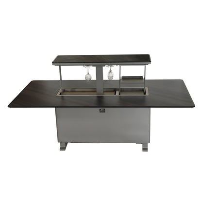 Cinetico Smart Dining Table, Midnight Marble, 5.3 cu.ft fridge and freezer with Bluetooth control - Forno Appliances