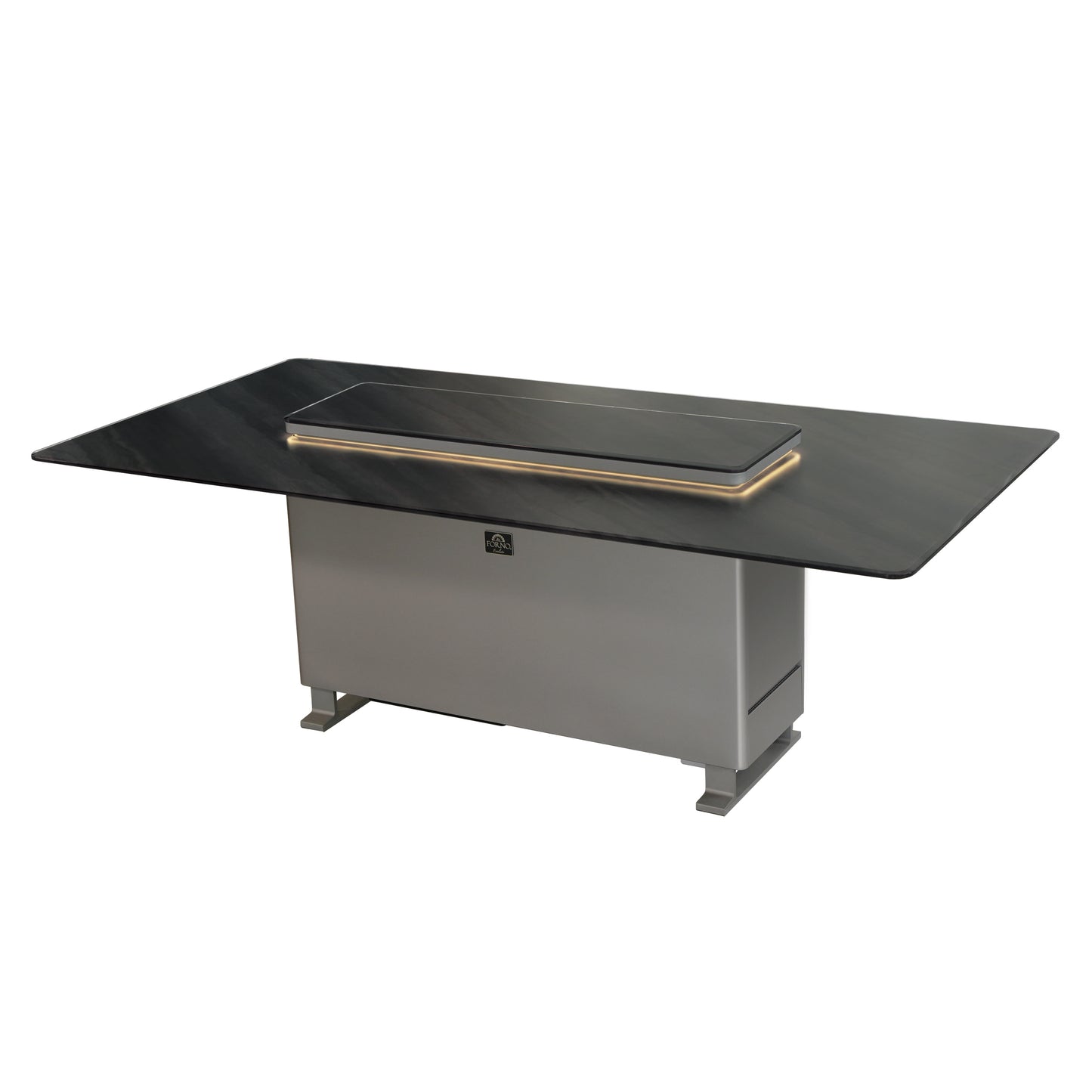 Cinetico Smart Dining Table, Midnight Marble, 5.3 cu.ft fridge and freezer with Bluetooth control - Forno Appliances