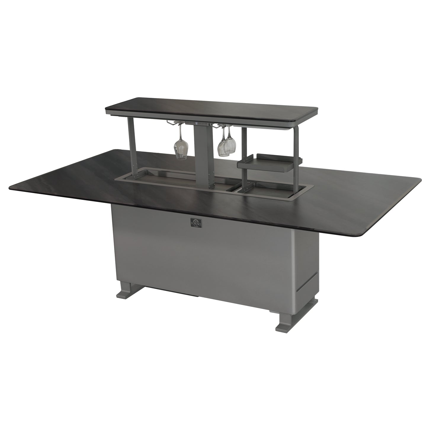 Cinetico Smart Dining Table, Midnight Marble, 5.3 cu.ft fridge and freezer with Bluetooth control - Forno Appliances