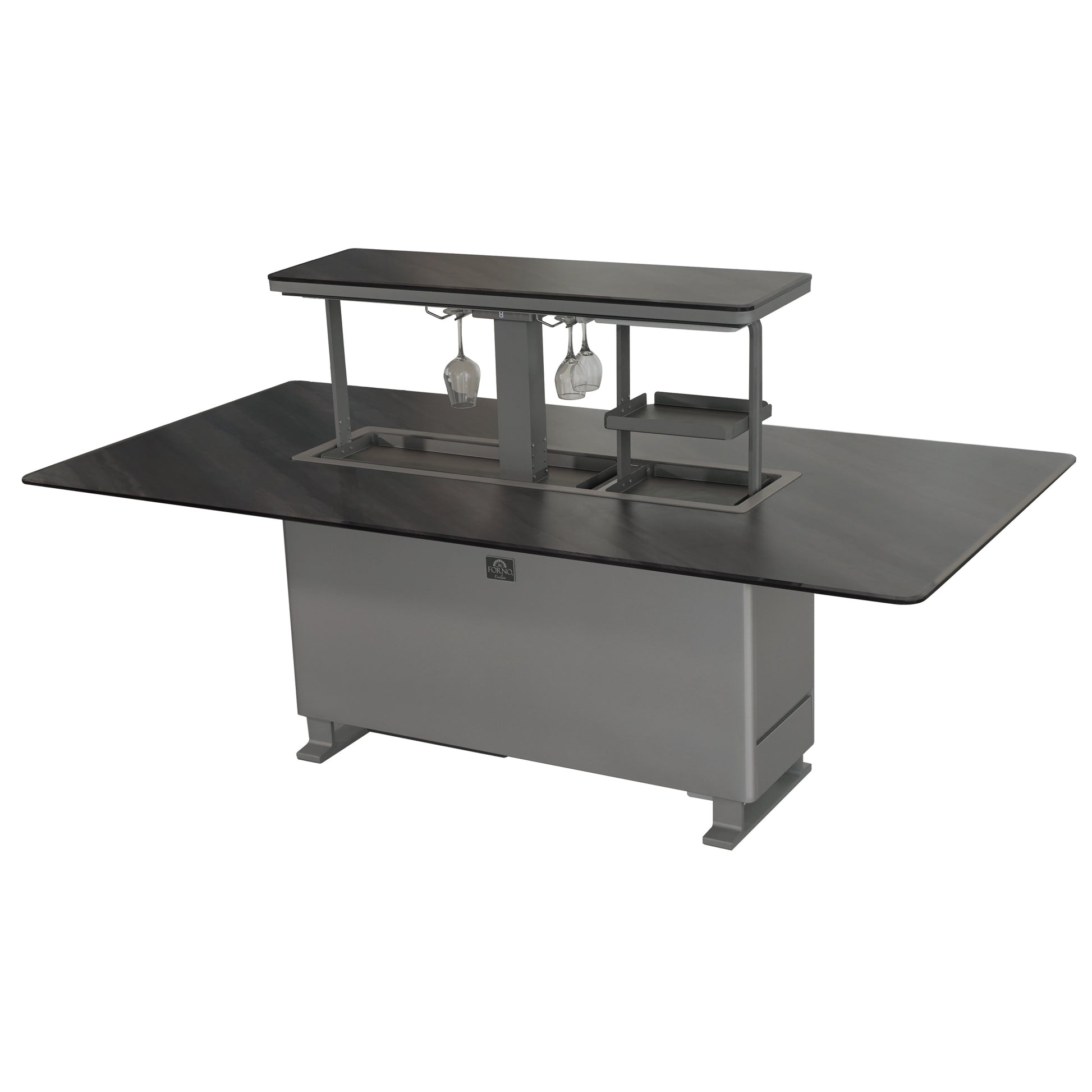 Cinetico Smart Dining Table, Midnight Marble, 5.3 cu.ft fridge and freezer with Bluetooth control - Forno Appliances