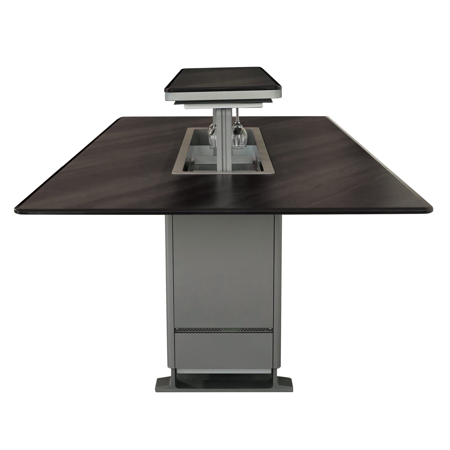 Cinetico Smart Dining Table, Midnight Marble, 5.3 cu.ft fridge and freezer with Bluetooth control - Forno Appliances
