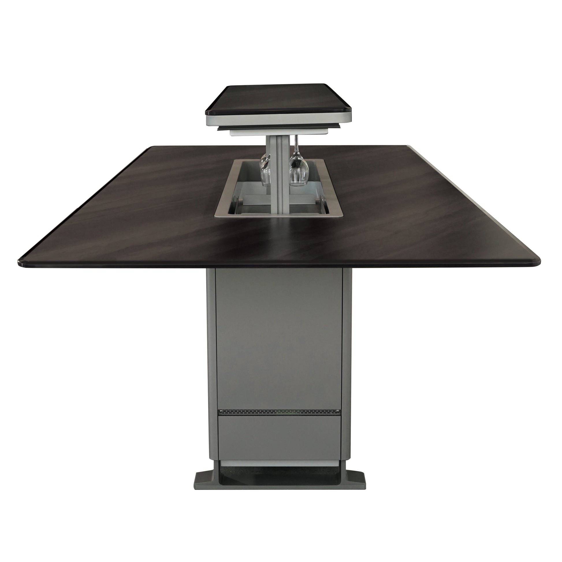 Cinetico Smart Dining Table, Midnight Marble, 5.3 cu.ft fridge and freezer with Bluetooth control - Forno Appliances