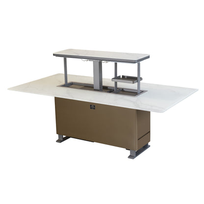 Cinetico Mesa de comedor inteligente en blanco, refrigerador y congelador de 5.3 cu.ft con control Bluetooth
